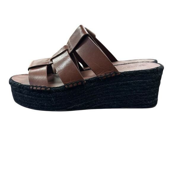 Vince Sabella Mahogany Platform Espadrille Leather Sandal Size 9 Made in Spain - Picture 5 of 8